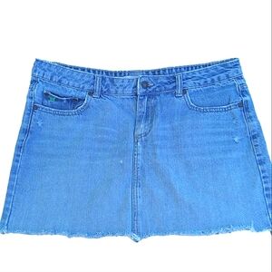Y2K Low Rise Mini Denim Jean Skirt Sz M 10 Vtg 90s Light Blue Aeropostle Short